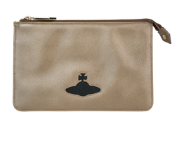 Vivienne Westwood Clutch, Canvas, Gold, DB, 3*